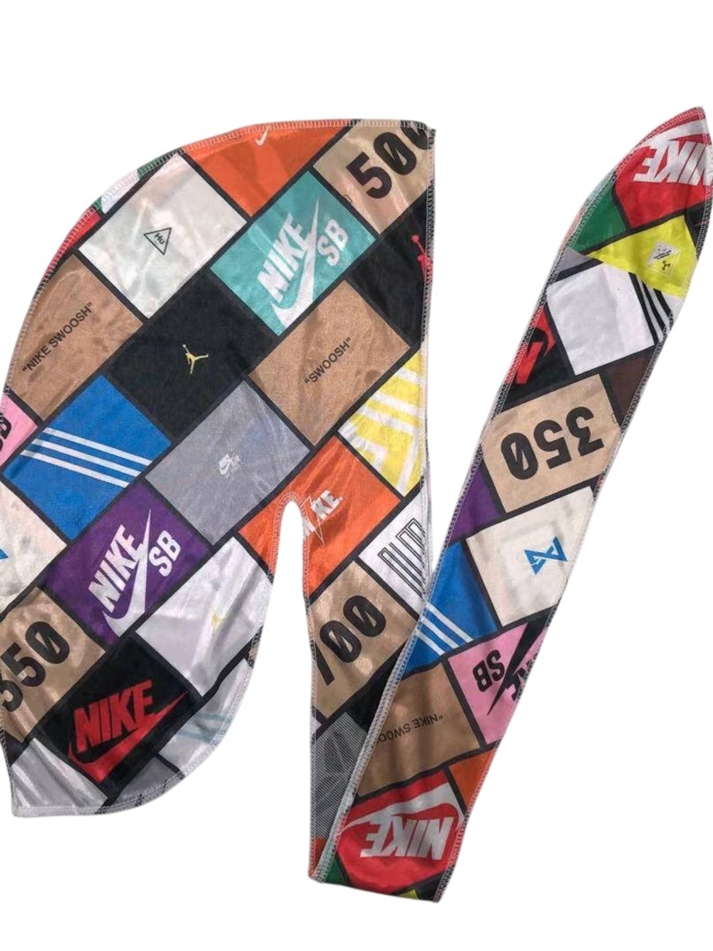 High Quality Silky Multi-Color Patchwork Logo Durag